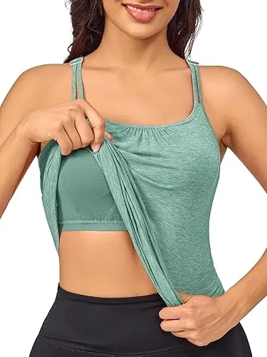 Women’s Yoga Tank Tops with Built in Shelf Bra Tank Tops