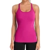 Ribbed Yoga Tank Tops for Women with Built in Bra Tight Racerback Scoop Neck Athletic Top