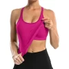 Ribbed Yoga Tank Tops for Women with Built in Bra Tight Racerback Scoop Neck Athletic Top