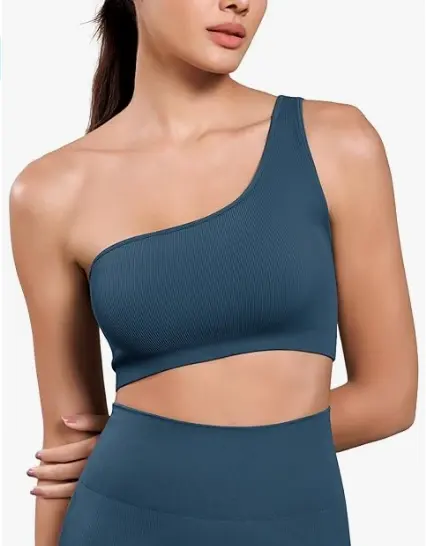 Custom Women's Yoga Bra One-shoulder Design Moisture-wicking Compression Support Sports Bra