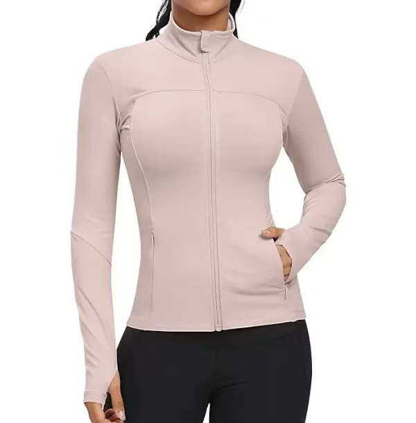 Sports Jacket Supplier - Workout Jackets for Women - Full Zip Slim Fit Lightweight Athletic Running Sports Track Jacket with Pockets