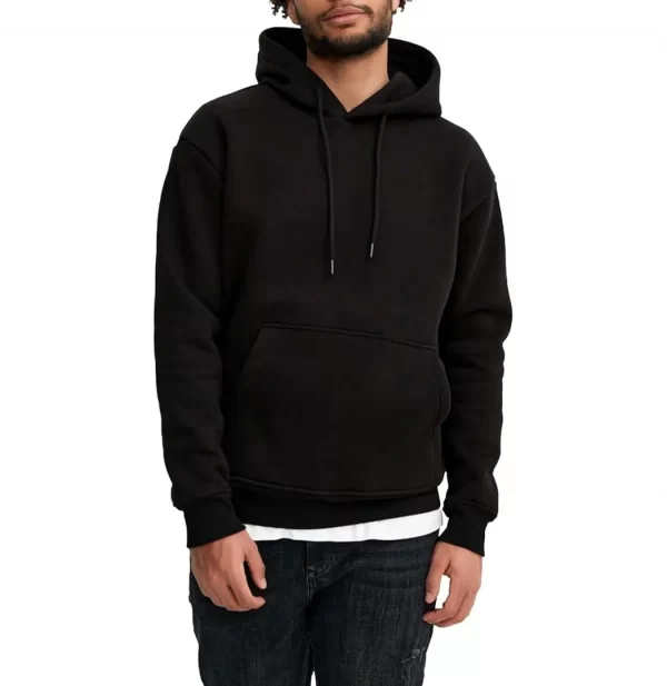 custom men's black hoodie - relaxed fit