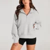 Custom Sweatshirts - Half Zip Sweatshirts Cropped Hoodies Fleeces Women's Quarter Zip Pullovers