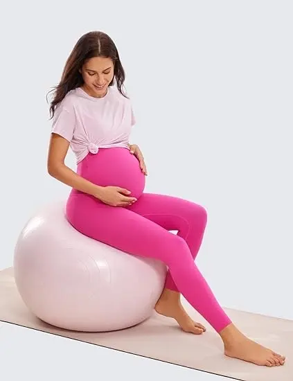 Comfortable and supportive maternity yoga leggings with a high waistband, designed to accommodate a growing belly and provide flexibility during pregnancy.