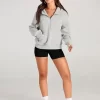 Custom Sweatshirts - Half Zip Sweatshirts Cropped Hoodies Fleeces Women's Quarter Zip Pullovers