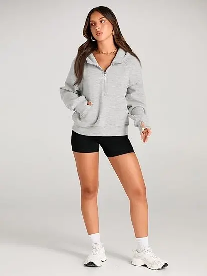 Custom Sweatshirts - Half Zip Sweatshirts Cropped Hoodies Fleeces Women's Quarter Zip Pullovers