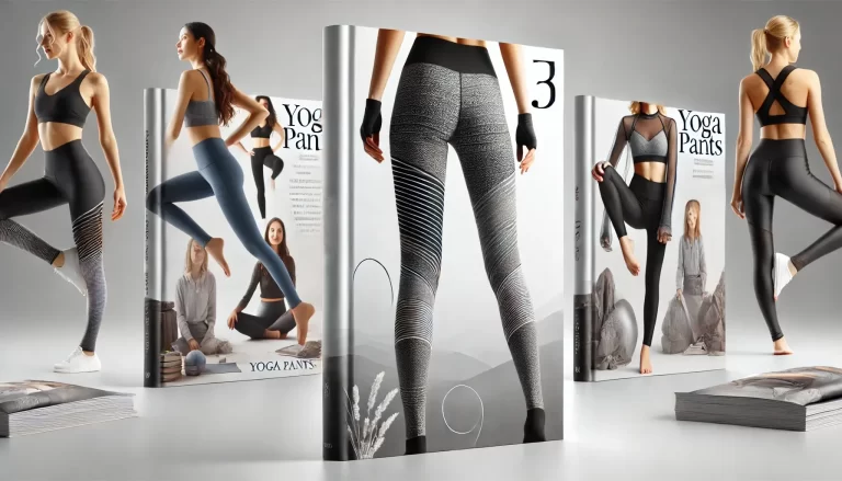 Stylish cover image featuring yoga pants and leggings, with women wearing them in different yoga poses and casual settings, showcasing the versatility and design of the garments.