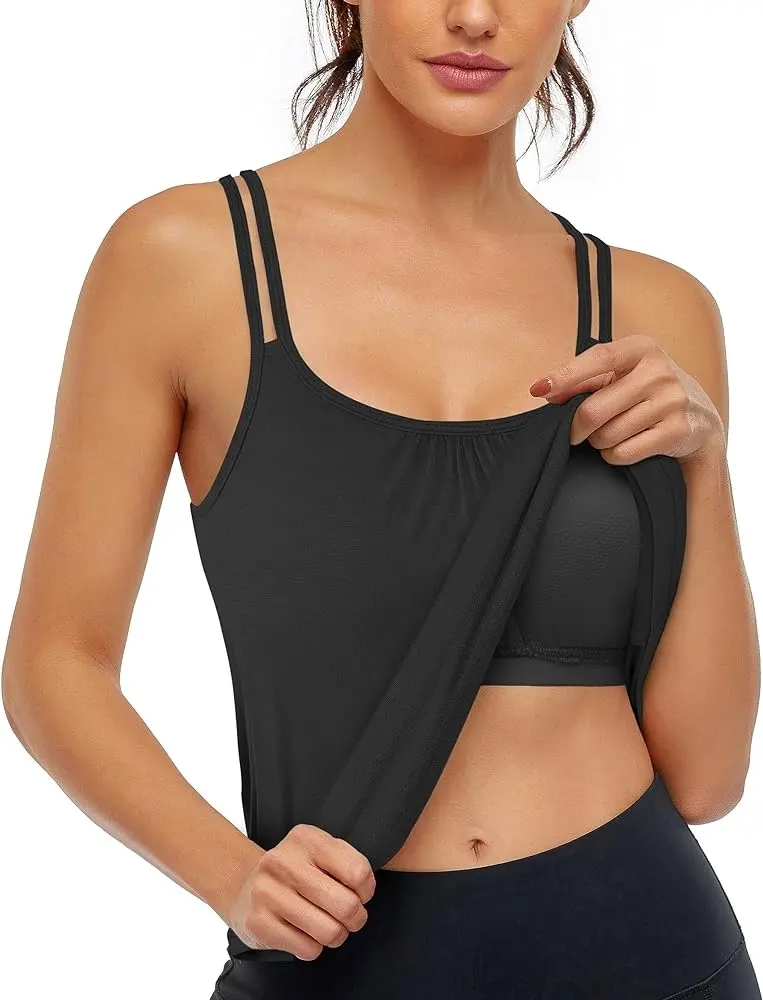  Comfortable yoga top featuring a built-in bra for medium support.