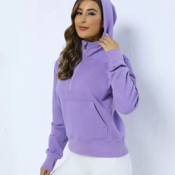 Customized women's half-zipper sports hooded sweatshirt